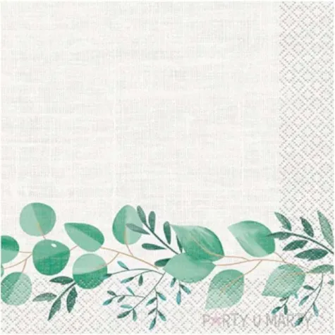 serwetki liscie na galezi botanical bialo zielone unique 33 cm 16 szt