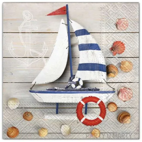 serwetki lodka i muszle maki 33 cm 20 szt