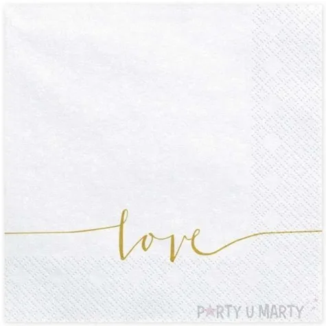serwetki love biale partydeco 33 cm 20 szt