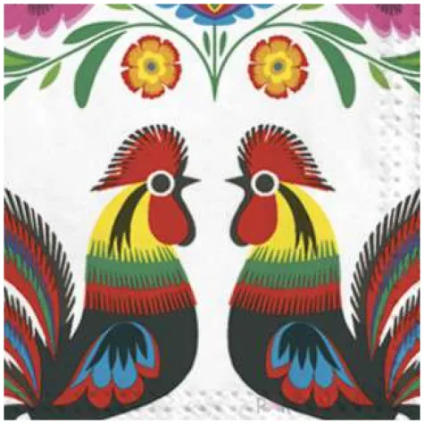 serwetki ludowe 2 koguty maki 33 cm 20 szt