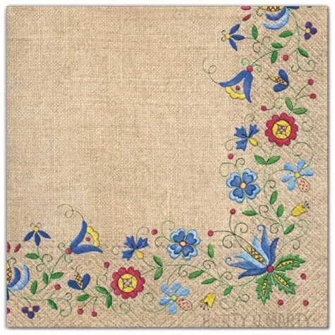 serwetki ludowe kaszubski blekit maki 33 cm 20 szt