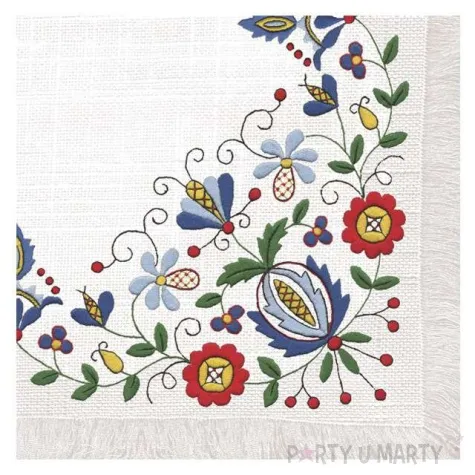 serwetki ludowe kaszubski folk z szara ramka maki 33 cm 20 szt