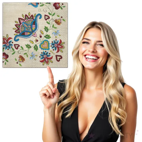 serwetki ludowe kaszubskie duze kwiaty maki 33 cm 20 szt