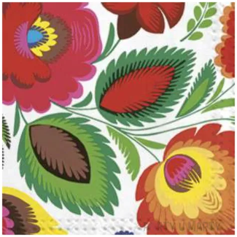 serwetki ludowe kwiaty i kogut maki 33 cm 20 szt