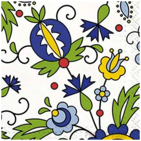 serwetki ludowe kwiaty paw 33 cm 20 szt