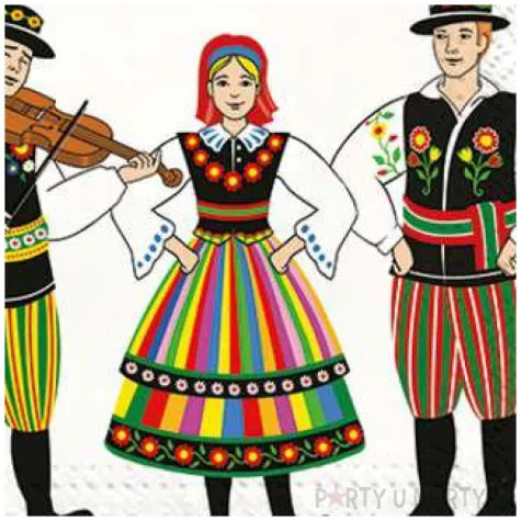 serwetki ludowe muzykanci paw 33 cm 20 szt