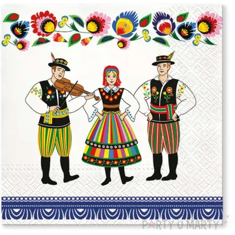 serwetki ludowe muzykanci paw 33 cm 20 szt