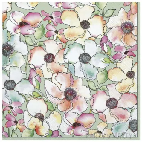 serwetki malowana kwiatowa laka 33 cm 20 szt