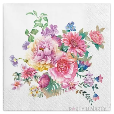 serwetki malowane kwiaty maki 33 cm 20 szt