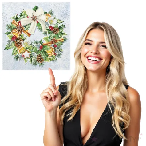 serwetki malowany swiateczny wieniec maki 33 cm 20 szt