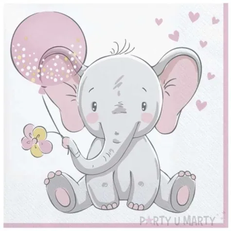 serwetki maly slonik z rozowym balonikiem maki 33 cm 20 szt
