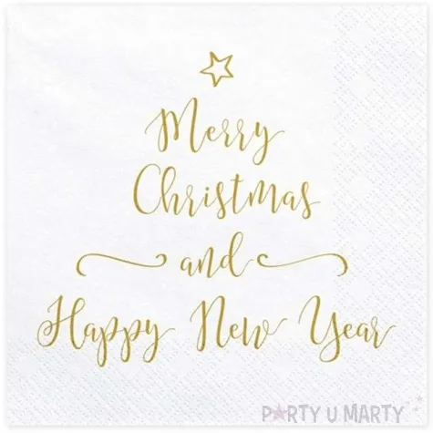 serwetki merry christmas and happy new year biale 33 cm 20 szt