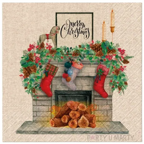 serwetki merry christmas kominek paw 33 cm 20 szt