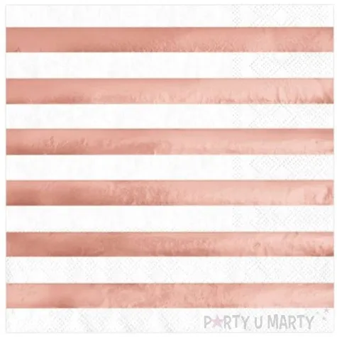 serwetki metaliczne paski rozowe partypal 33cm 10 szt