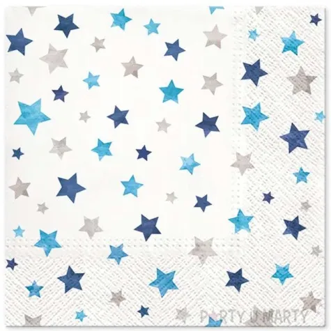 serwetki migoczace gwiazdki niebieskie paw 33 cm 20 szt