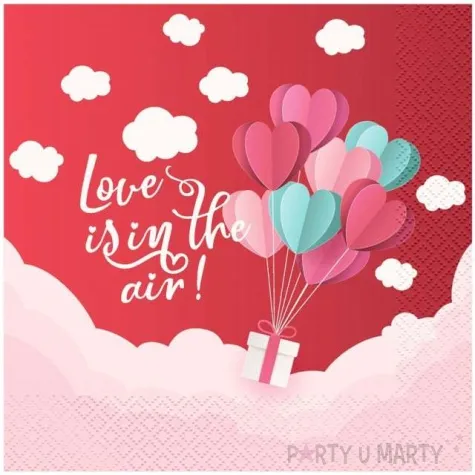 serwetki milosne serca love is in the air czerwone godan 33 cm 20 szt