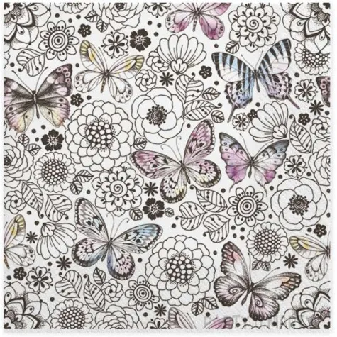 serwetki motyle posrod kolorowych kwiatow maki 33 cm 20 szt