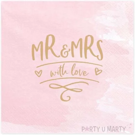 serwetki mr mrs rozowe partydeco 33 cm 20 szt