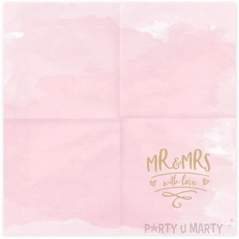 serwetki mr mrs rozowe partydeco 33 cm 20 szt