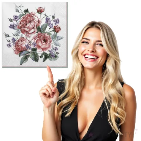 serwetki namalowane angielskie roze maki 33 cm 20 szt