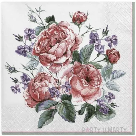 serwetki namalowane angielskie roze maki 33 cm 20 szt