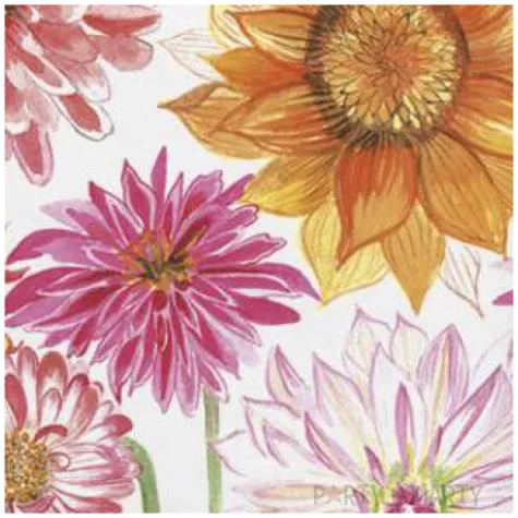 serwetki narysowane kwiaty ogrodowe maki 33 cm 20 szt