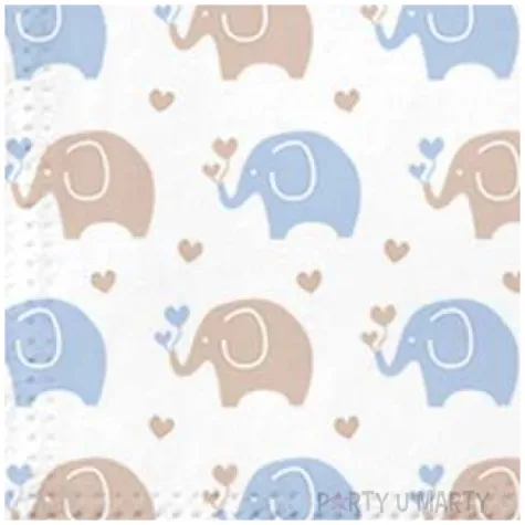 serwetki niebieskie sloniki paw 33 cm 20 szt