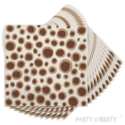 serwetki nieregularne babelki brazowe maki 33 cm 20 szt