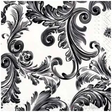 serwetki ornament czarny paw 33 cm 20 szt