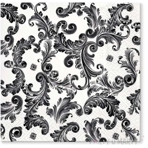 serwetki ornament czarny paw 33 cm 20 szt