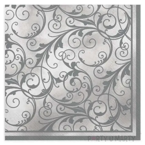 serwetki ozdobne srebro maki 33 cm 20 szt