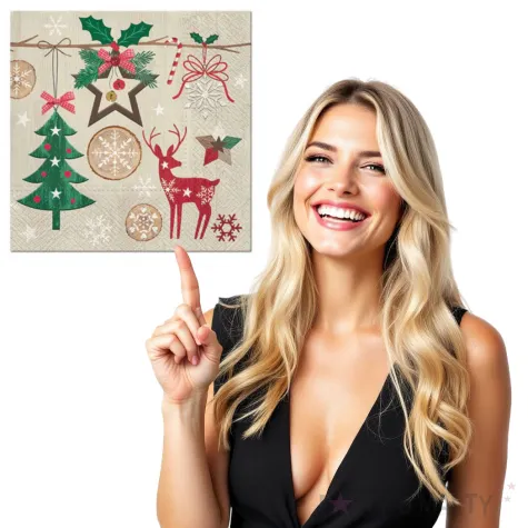 serwetki ozdoby swiateczne naturalne paw 33 cm 20 szt