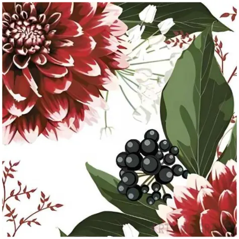 serwetki papierowe czerwone dalie maki 33 cm 20 szt