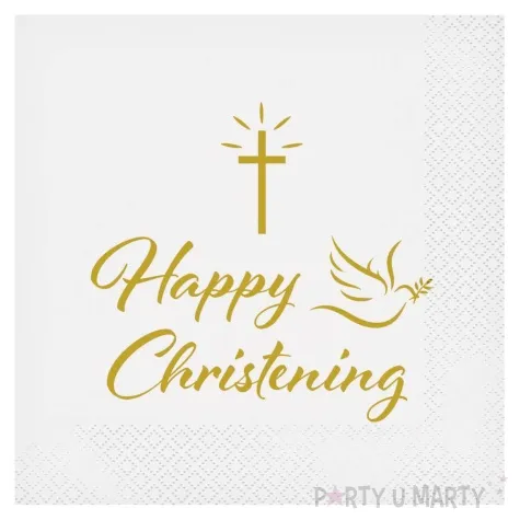 serwetki papierowe happy christening bialy godan 33 cm 20 szt
