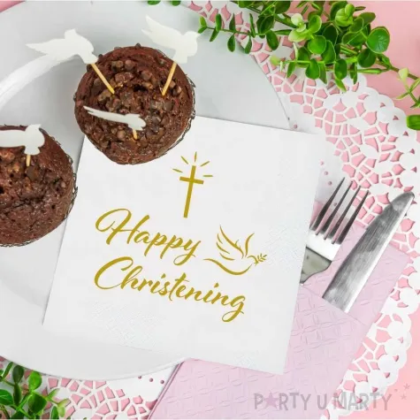 serwetki papierowe happy christening bialy godan 33 cm 20 szt