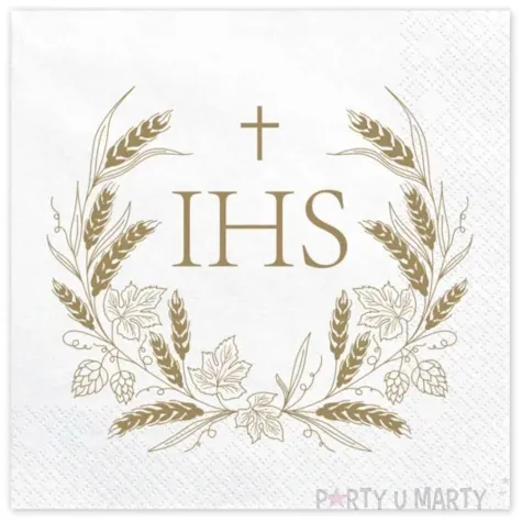 serwetki papierowe komunia swieta ihs zloty partydeco 33 cm 12 szt