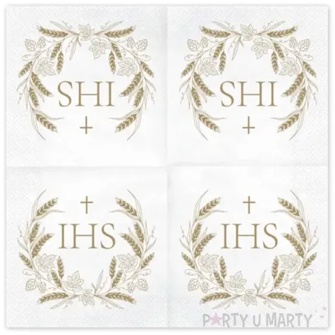 serwetki papierowe komunia swieta ihs zloty partydeco 33 cm 12 szt