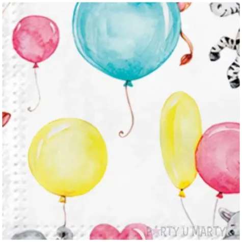 serwetki papierowe zwierzeta i baloniki paw 33 cm 20 szt