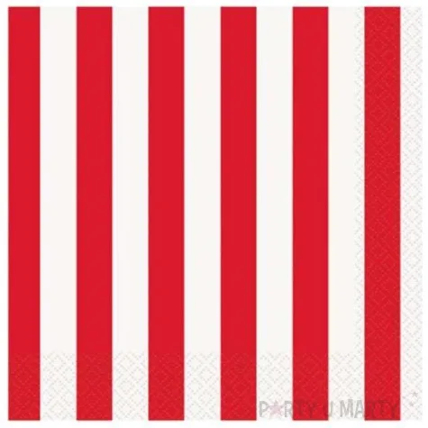 serwetki paski czerwone 33 cm 16 szt