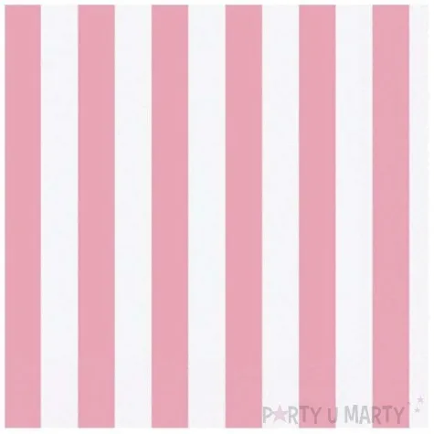 serwetki paski rozowe 33 cm 16 szt