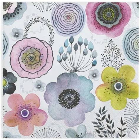 serwetki pastelowa kwiecista kompozycja maki 33 cm 20 szt