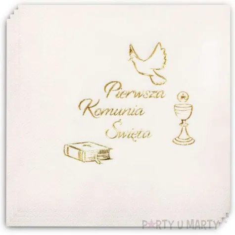 serwetki pierwsza komunia swieta ecru godan 33 cm 20 szt