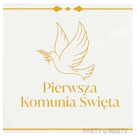serwetki pierwsza komunia swieta golabek bialo zloty czakos 33 cm 20 szt