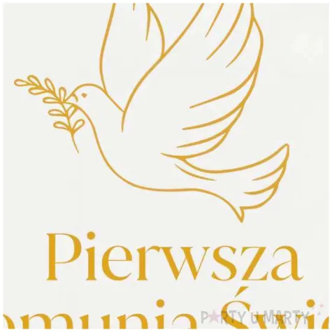 serwetki pierwsza komunia swieta golabek bialo zloty czakos 33 cm 20 szt