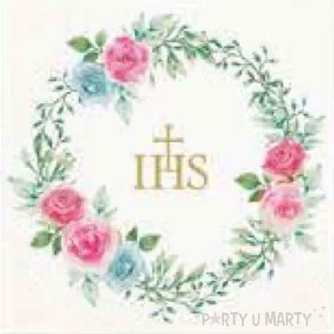 serwetki pierwsza komunia swieta roze paw 33 cm 20 szt