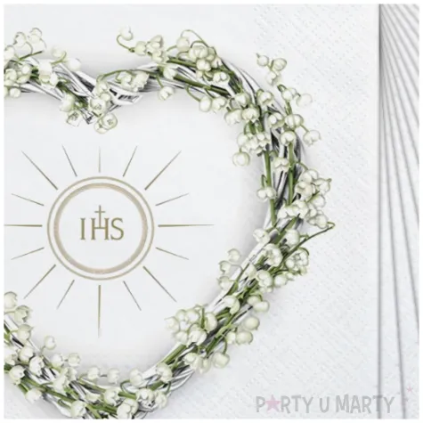 serwetki pierwsza komunia swieta serce ihs maki 33 cm 20 szt
