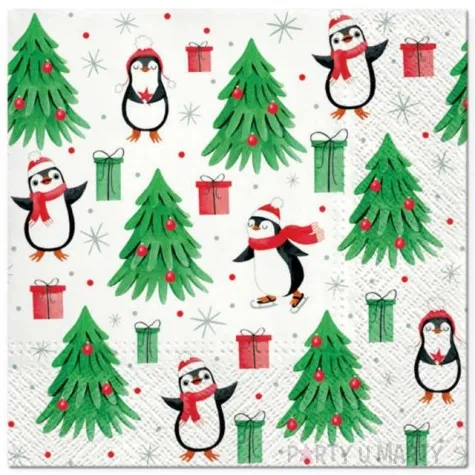 serwetki pingwiny i choinki paw 33 cm 20 szt