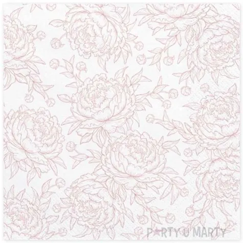 serwetki piwonie biale partydeco 33 cm 20 szt