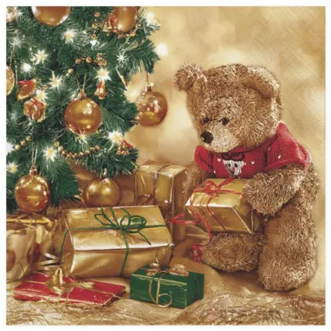 serwetki pluszowy mis choinka i prezenty maki 33 cm 20 szt