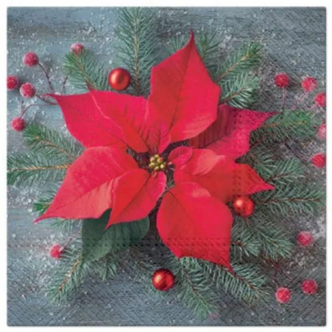 serwetki poinsecja na grafitowym tle paw 33 cm 20 szt